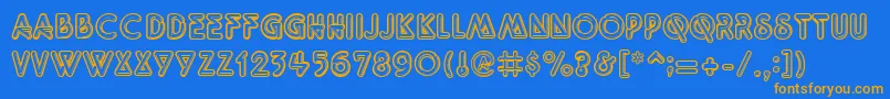 フォントQuarkneo – オレンジ色の文字が青い背景にあります。