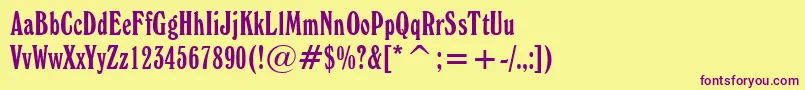 WindsorElongatedBt Font – Purple Fonts on Yellow Background