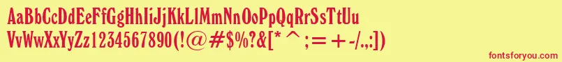 フォントWindsorElongatedBt – 赤い文字の黄色い背景