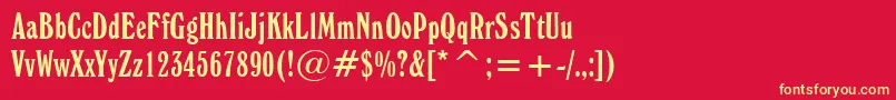 WindsorElongatedBt-fontti – keltaiset fontit punaisella taustalla