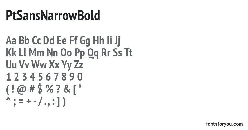 PtSansNarrowBold-fontti – aakkoset, numerot, erikoismerkit