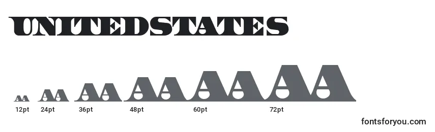 Größen der Schriftart Unitedstates