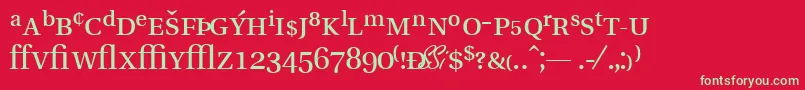 フォントVeracityprosskRegular – 赤い背景に緑の文字