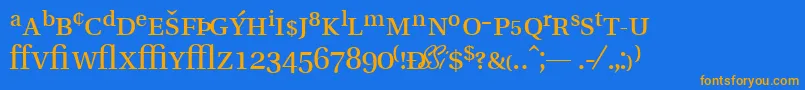 VeracityprosskRegular-fontti – oranssit fontit sinisellä taustalla