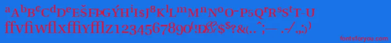 VeracityprosskRegular-fontti – punaiset fontit sinisellä taustalla