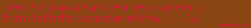 VeracityprosskRegular-Schriftart – Rote Schriften auf braunem Hintergrund