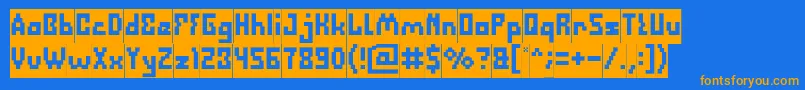 DefragmentedInverse Font – Orange Fonts on Blue Background