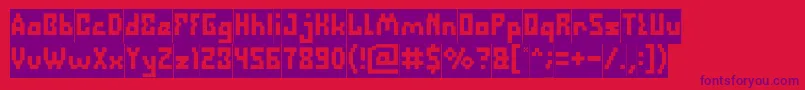 フォントDefragmentedInverse – 赤い背景に紫のフォント