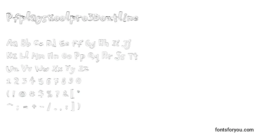Czcionka Pfplayskoolpro3Doutline – alfabet, cyfry, specjalne znaki