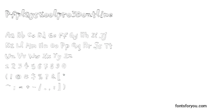 A fonte Pfplayskoolpro3Doutline – alfabeto, números, caracteres especiais