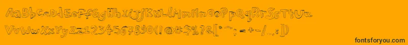 Pfplayskoolpro3Doutline-Schriftart – Schwarze Schriften auf orangefarbenem Hintergrund