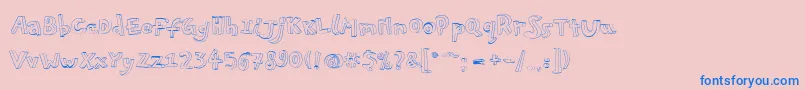 Pfplayskoolpro3Doutline-Schriftart – Blaue Schriften auf rosa Hintergrund