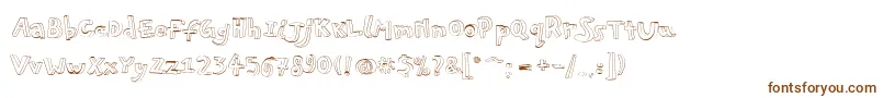 フォントPfplayskoolpro3Doutline – 白い背景に茶色のフォント
