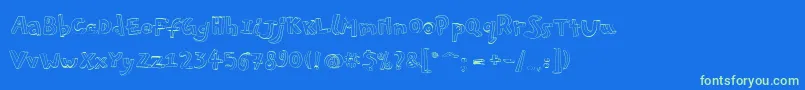 Pfplayskoolpro3Doutline-Schriftart – Grüne Schriften auf blauem Hintergrund