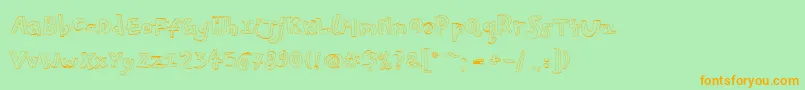 Pfplayskoolpro3Doutline Font – Orange Fonts on Green Background