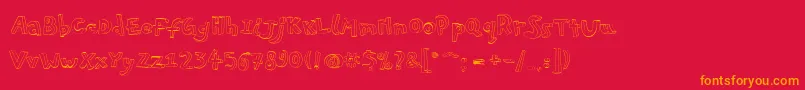 Pfplayskoolpro3Doutline Font – Orange Fonts on Red Background