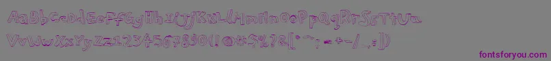 フォントPfplayskoolpro3Doutline – 紫色のフォント、灰色の背景