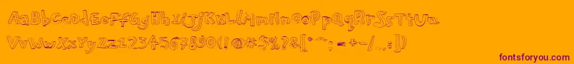 Pfplayskoolpro3Doutline-Schriftart – Violette Schriften auf orangefarbenem Hintergrund
