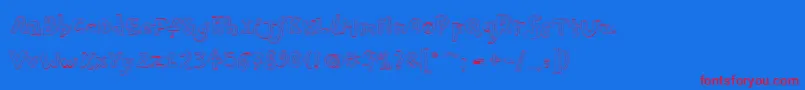 Pfplayskoolpro3Doutline-Schriftart – Rote Schriften auf blauem Hintergrund