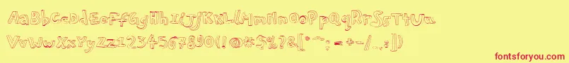 Pfplayskoolpro3Doutline Font – Red Fonts on Yellow Background