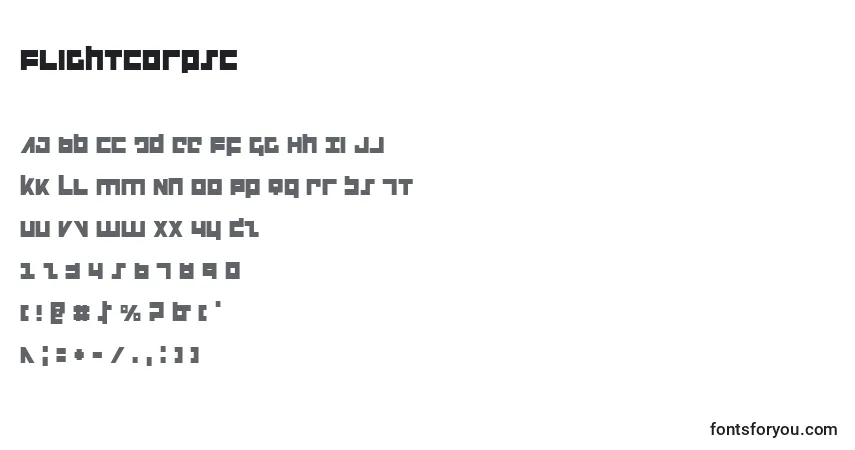 Flightcorpsc-fontti – aakkoset, numerot, erikoismerkit
