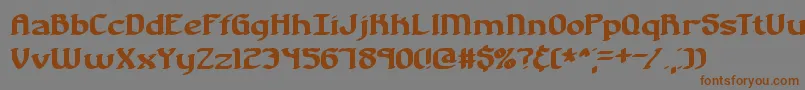 フォントNostalgiaBrk – 茶色の文字が灰色の背景にあります。