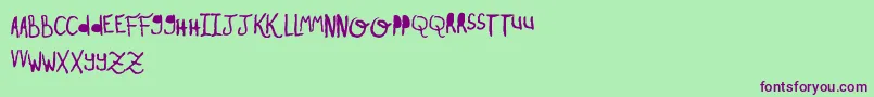 OhMyOhLaLaYeah1 Font – Purple Fonts on Green Background