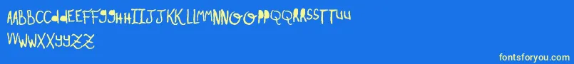 OhMyOhLaLaYeah1 Font – Yellow Fonts on Blue Background