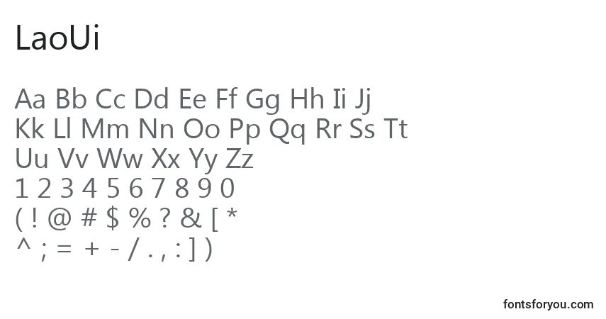 A fonte LaoUi – alfabeto, números, caracteres especiais