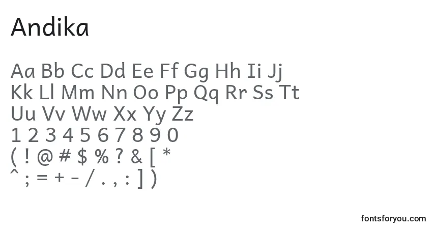 Andikaフォント–アルファベット、数字、特殊文字
