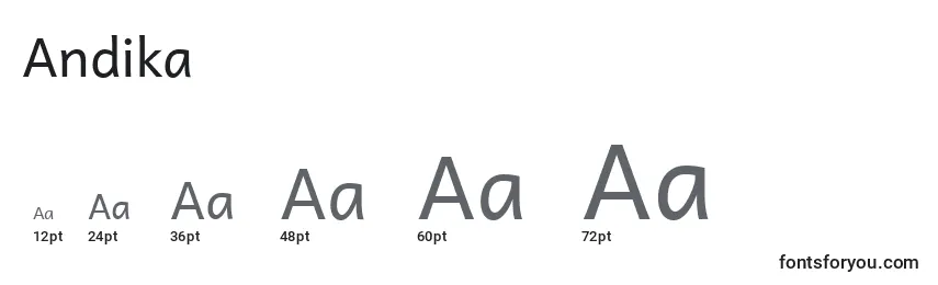 Размеры шрифта Andika