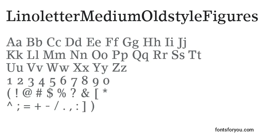 A fonte LinoletterMediumOldstyleFigures – alfabeto, números, caracteres especiais