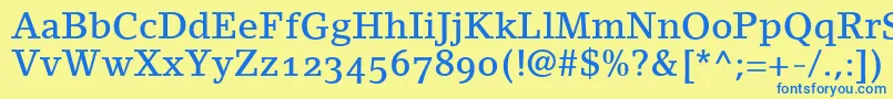 LinoletterMediumOldstyleFigures Font – Blue Fonts on Yellow Background