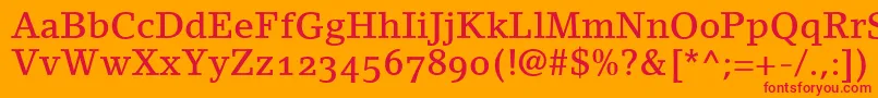 LinoletterMediumOldstyleFigures Font – Red Fonts on Orange Background