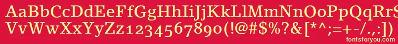 LinoletterMediumOldstyleFigures Font – Yellow Fonts on Red Background