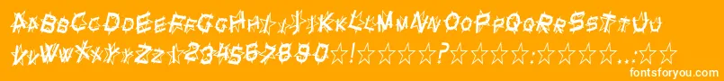 SfStarDustCondensedItalic-Schriftart – Weiße Schriften auf orangefarbenem Hintergrund