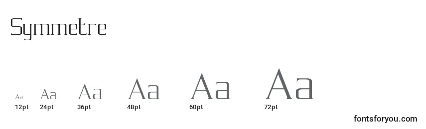 Размеры шрифта Symmetre