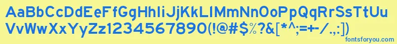 フォントHwygwde – 青い文字が黄色の背景にあります。