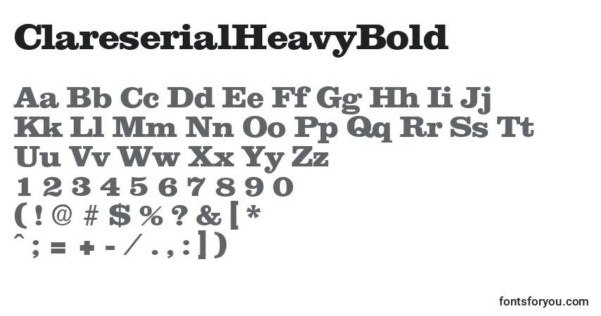 A fonte ClareserialHeavyBold – alfabeto, números, caracteres especiais