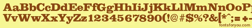 フォントClareserialHeavyBold – 茶色の文字が黄色の背景にあります。
