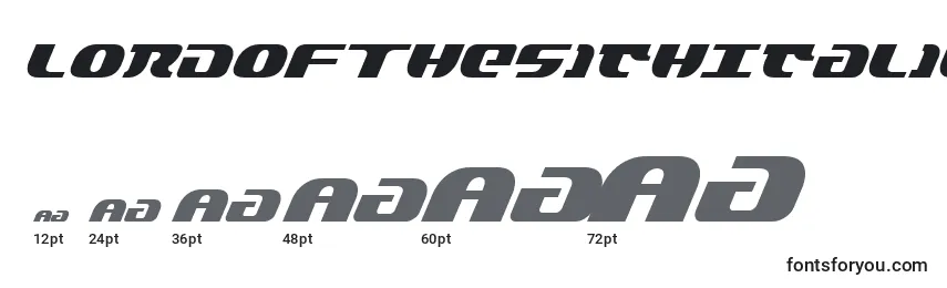 LordOfTheSithItalic Font Sizes