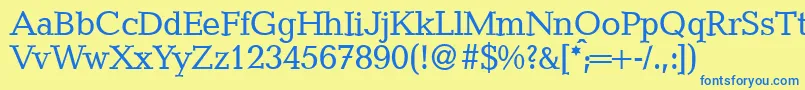 フォントCanadadbNormal – 青い文字が黄色の背景にあります。