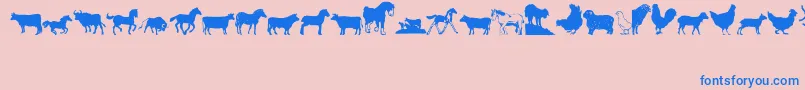 Barnyard-Schriftart – Blaue Schriften auf rosa Hintergrund