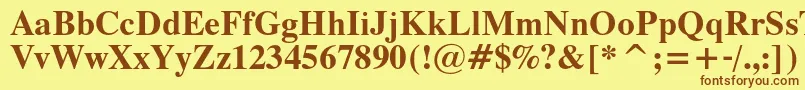 フォントThamescBold – 茶色の文字が黄色の背景にあります。