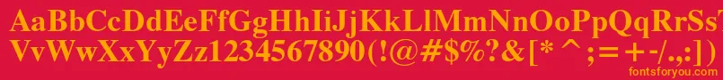 フォントThamescBold – 赤い背景にオレンジの文字