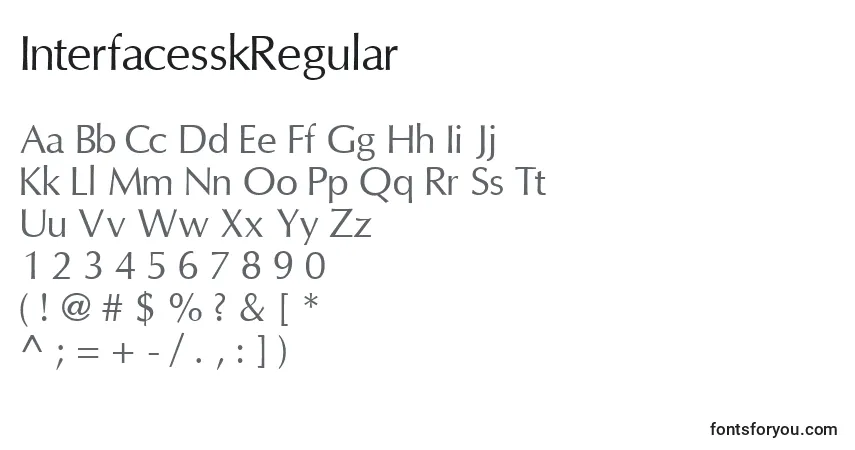A fonte InterfacesskRegular – alfabeto, números, caracteres especiais