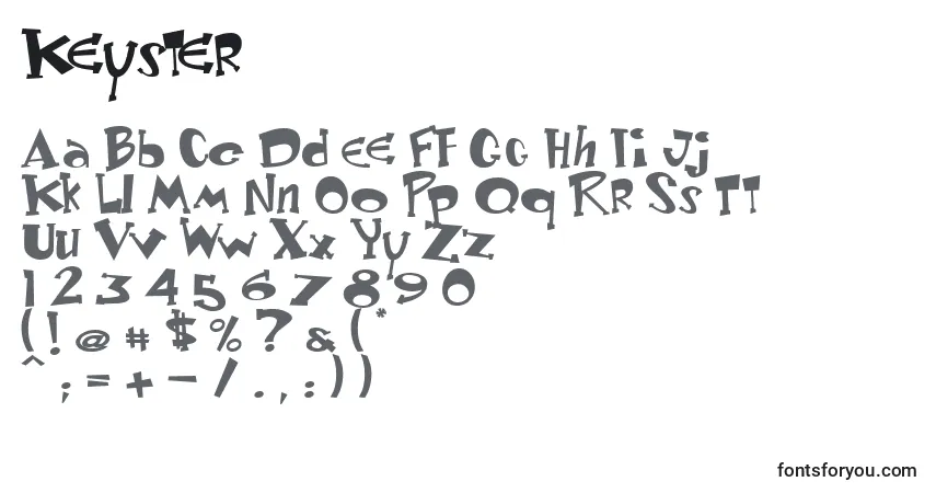 Schriftart Keyster – Alphabet, Zahlen, spezielle Symbole