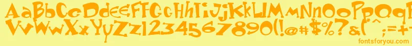 Fonte Keyster – fontes laranjas em um fundo amarelo