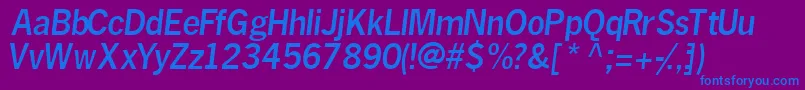 フォントMacroblacksskItalic – 紫色の背景に青い文字