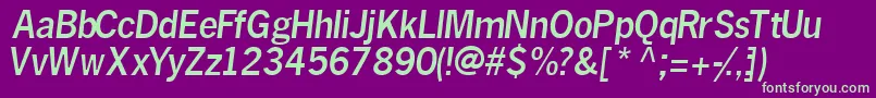 フォントMacroblacksskItalic – 紫の背景に緑のフォント